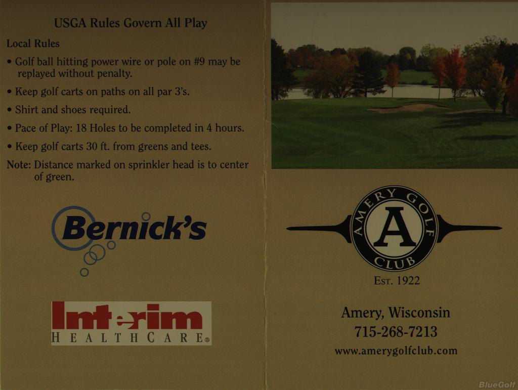 Amery Golf Club Course Profile Course Database