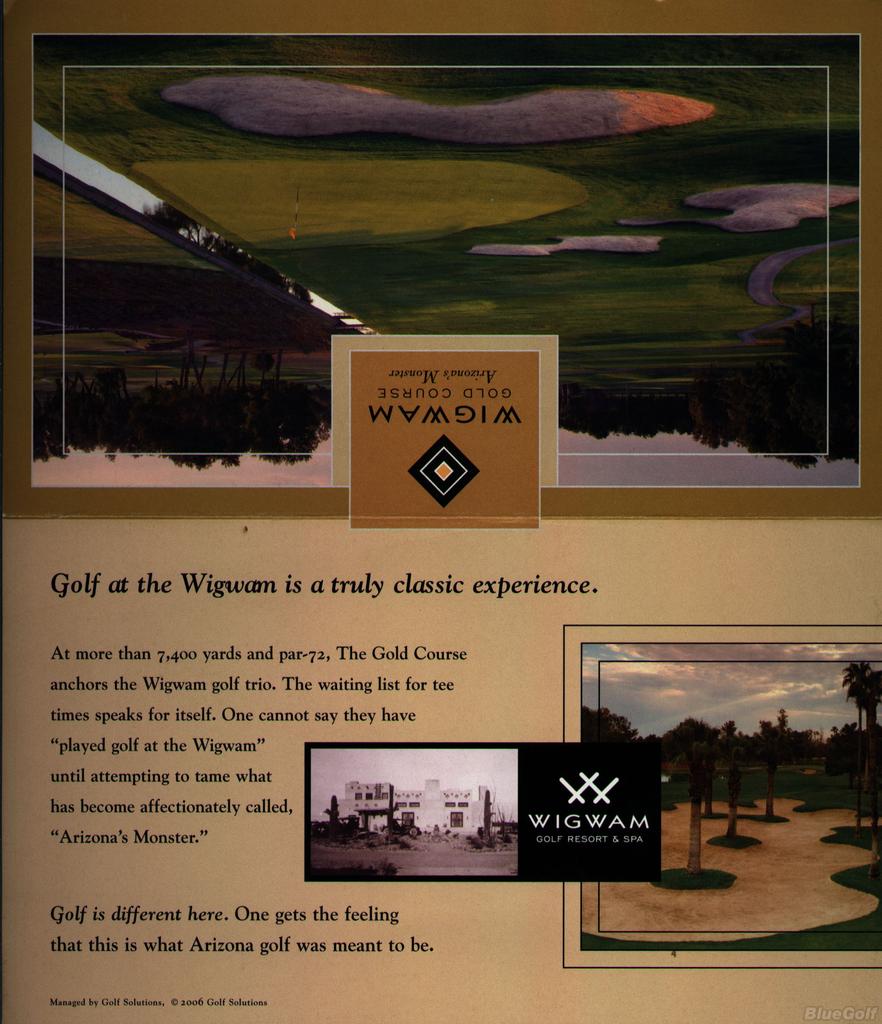 Wigwam Resort Gold Actual Scorecard Course Database