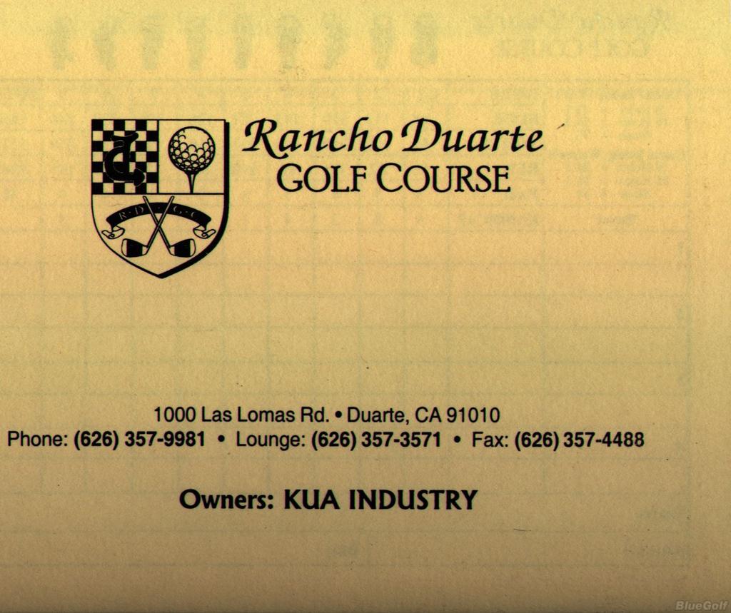 Rancho Duarte Golf Course Course Profile Course Database